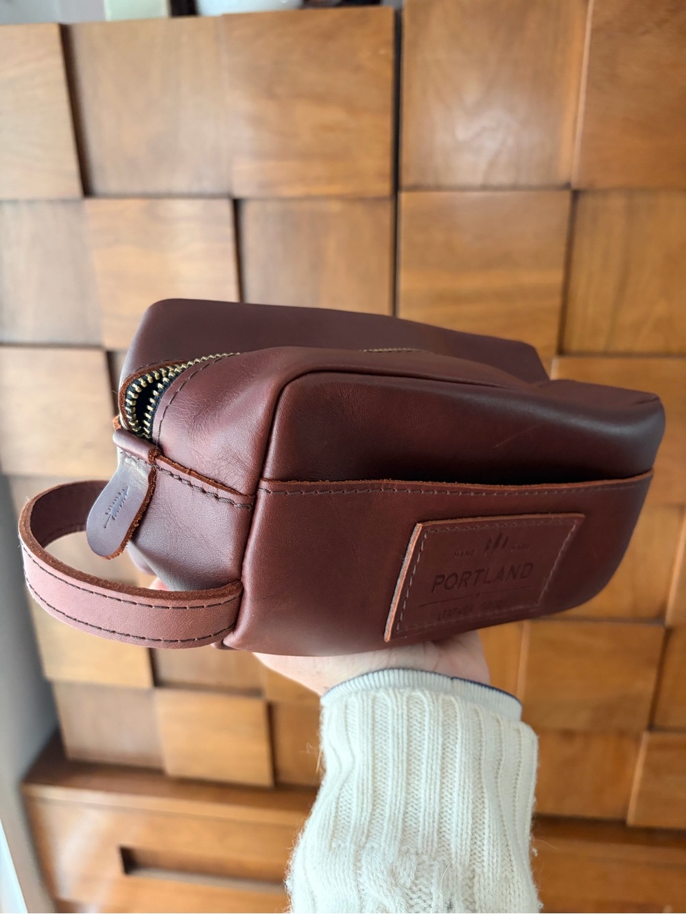 Portland Leather Travel Dopp Kit in Dark Brown - Picture 6 of 7
